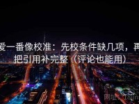 爱一番像校准：先校条件缺几项，再把引用补完整（评论也能用）